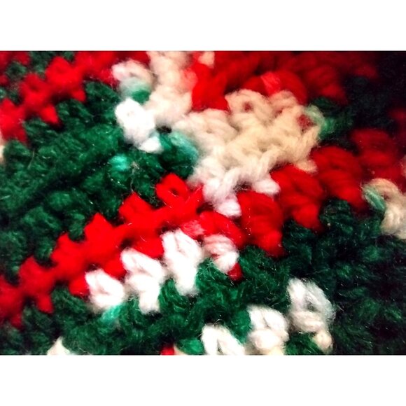 Handmade Christmas Tree Skirt Medium Table Cover Set Crochet Vintage Holiday - Picture 7 of 13